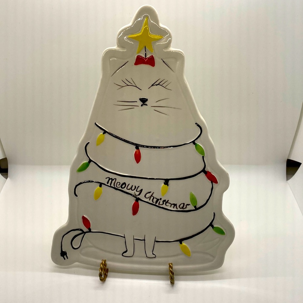 Meowy Christmas candy trinkets cat dish